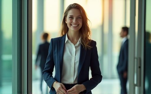 A young professional confidently starting their new job.